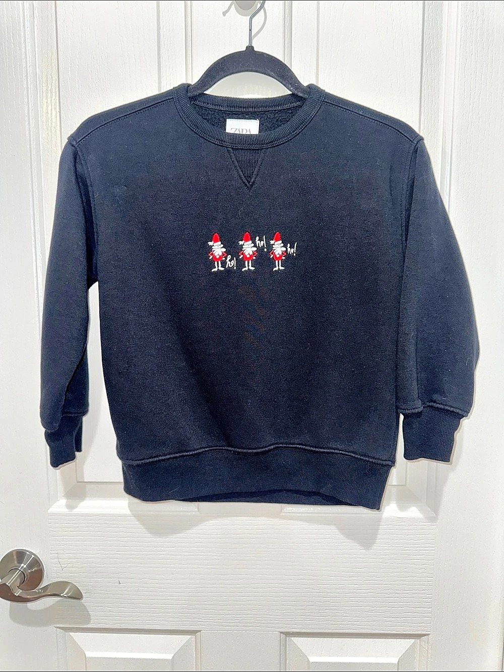 Zara Boys Black Christmas Sweatshirt - Santa Claus - Size 7-8 - Worn Once